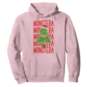 Merry Monstera Hoodie Plant Lover Christmas Gift TS12 Light Pink Print Your Wear