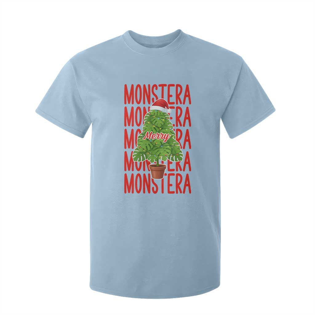 Merry Monstera T Shirt For Kid Plant Lover Christmas Gift TS12 Light Blue Print Your Wear