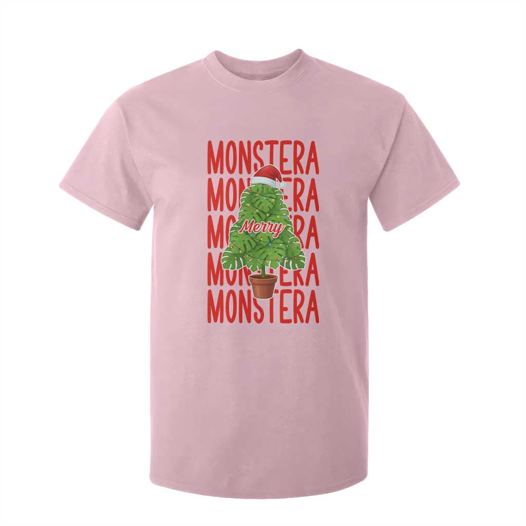 Merry Monstera T Shirt For Kid Plant Lover Christmas Gift TS12 Light Pink Print Your Wear