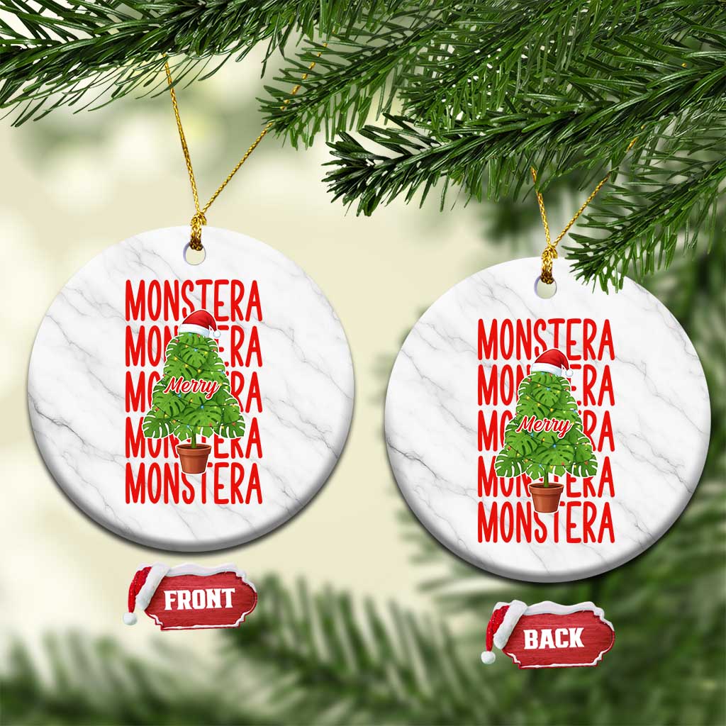 Merry Monstera Ceramic Ornament Plant Lover Xmas Gift TS12 1pc White Marble Print Your Wear