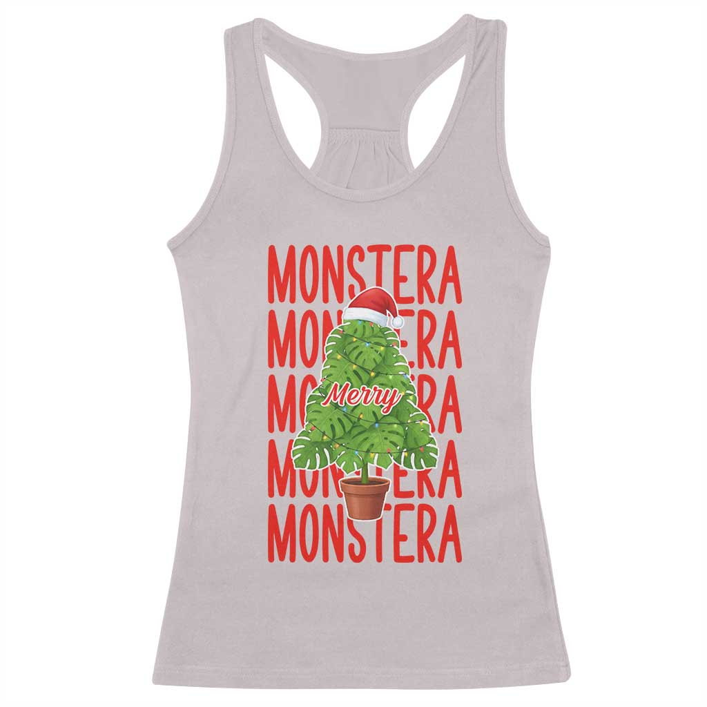 Merry Monstera Racerback Tank Top Plant Lover Christmas Gift TS12 Ice Gray Print Your Wear