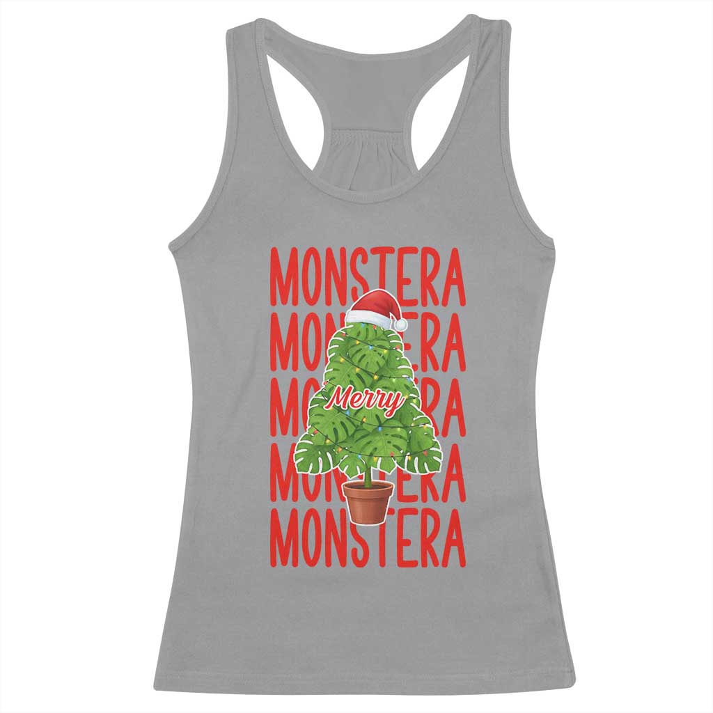Merry Monstera Racerback Tank Top Plant Lover Christmas Gift TS12 Sport Gray Print Your Wear
