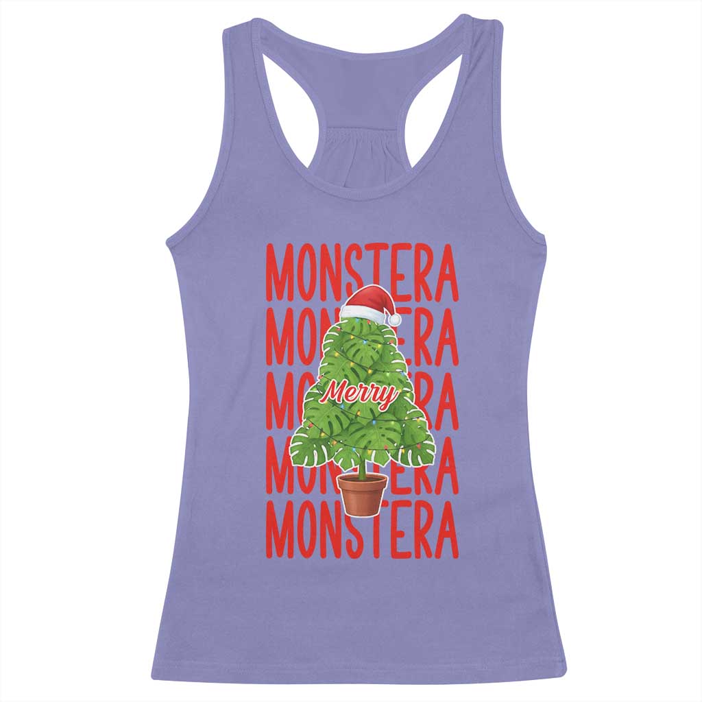 Merry Monstera Racerback Tank Top Plant Lover Christmas Gift TS12 Violet Print Your Wear
