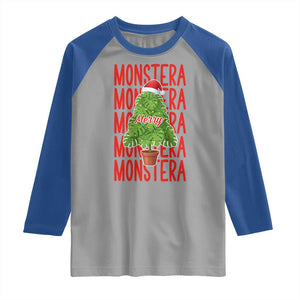Merry Monstera Raglan Shirt Plant Lover Christmas Gift TS12 Sport Gray Royal Print Your Wear