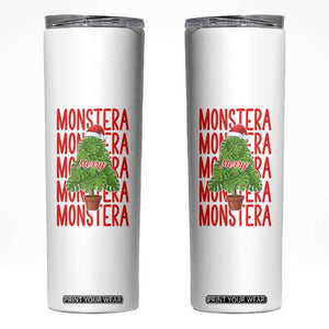 Merry Monstera Skinny Tumbler Plant Lover Christmas Gift TS12 White Print Your Wear