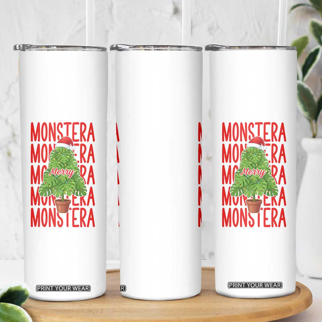 Merry Monstera Skinny Tumbler Plant Lover Christmas Gift TS12 Print Your Wear