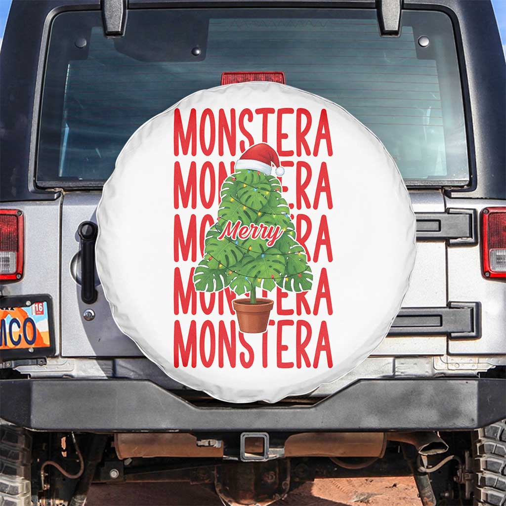 Merry Monstera Spare Tire Cover Plant Lover Christmas Gift TS12 No hole White Print Your Wear