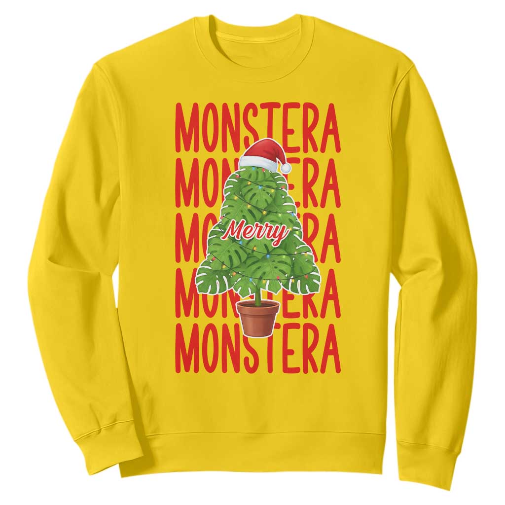 Merry Monstera Sweatshirt Plant Lover Christmas Gift TS12 Daisy Print Your Wear