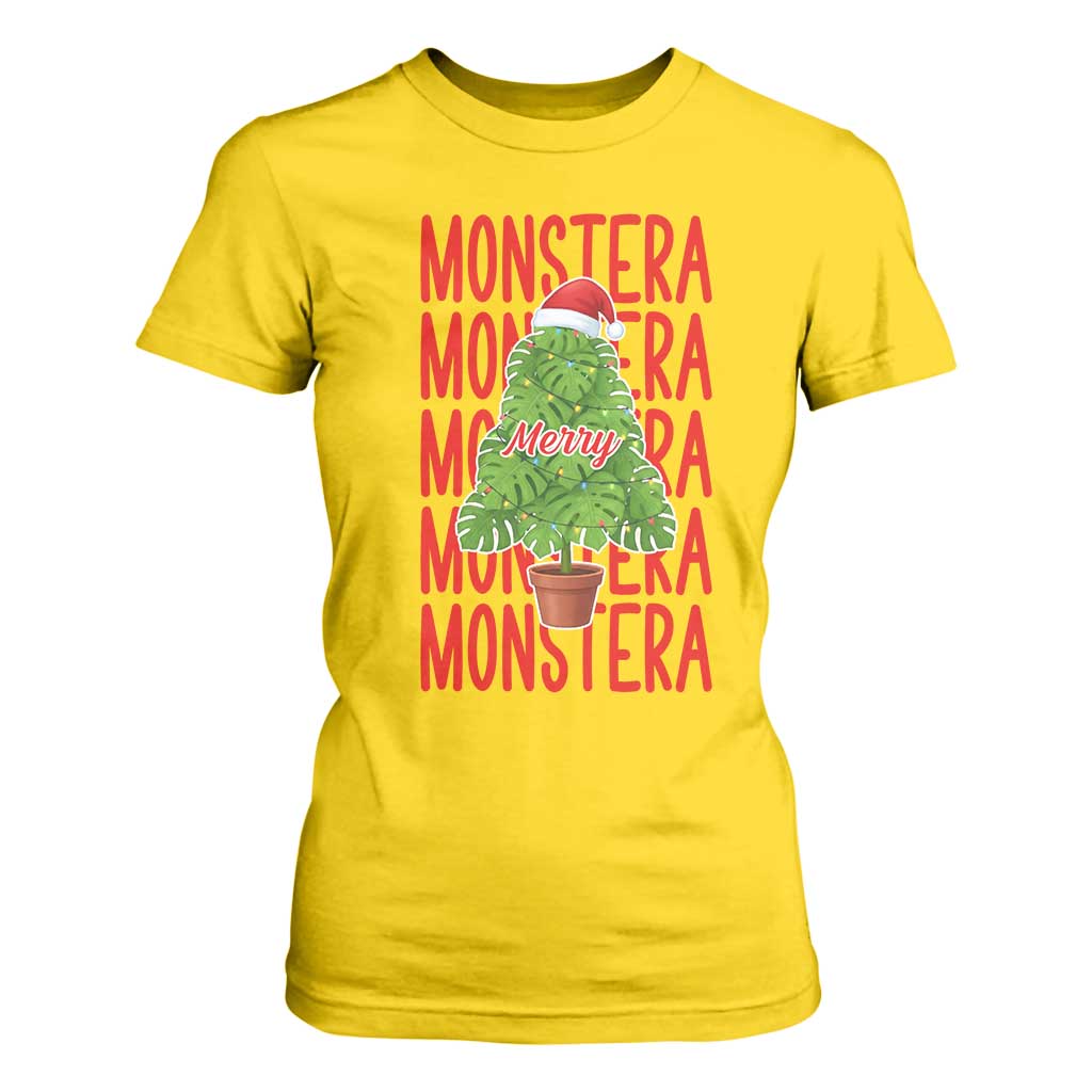 Merry Monstera T Shirt For Women Plant Lover Christmas Gift TS12 Daisy Print Your Wear