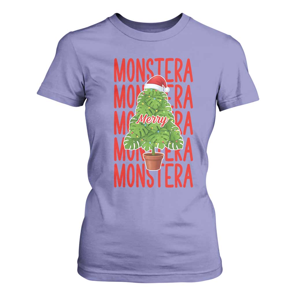 Merry Monstera T Shirt For Women Plant Lover Christmas Gift TS12 Violet Print Your Wear