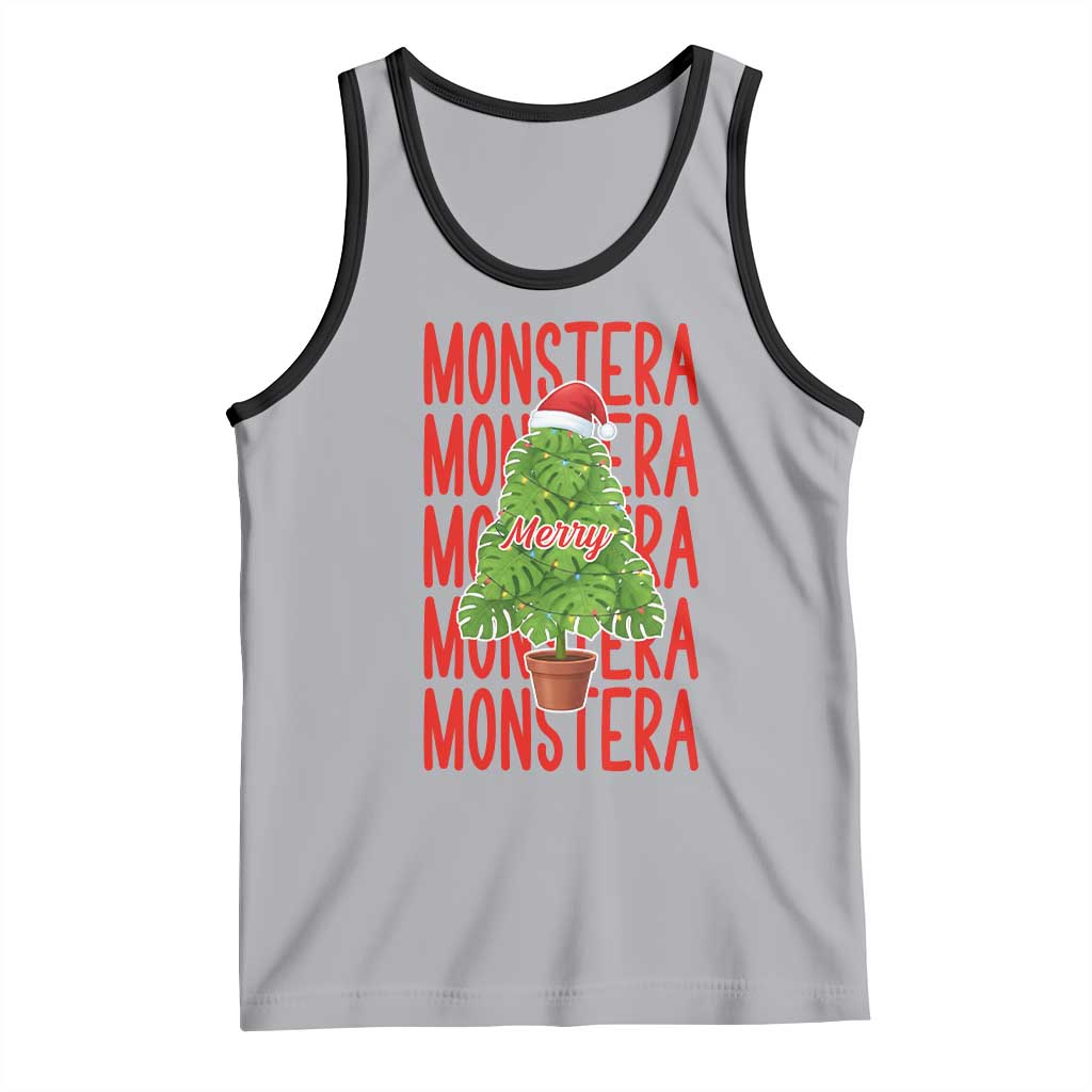 Merry Monstera Tank Top Plant Lover Christmas Gift TS12 Athletic Heather Black Print Your Wear