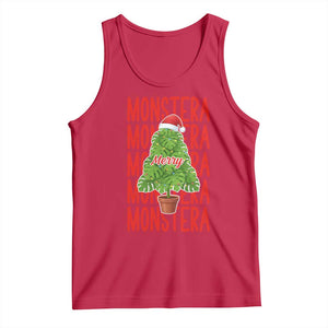 Merry Monstera Tank Top Plant Lover Christmas Gift TS12 Red Print Your Wear