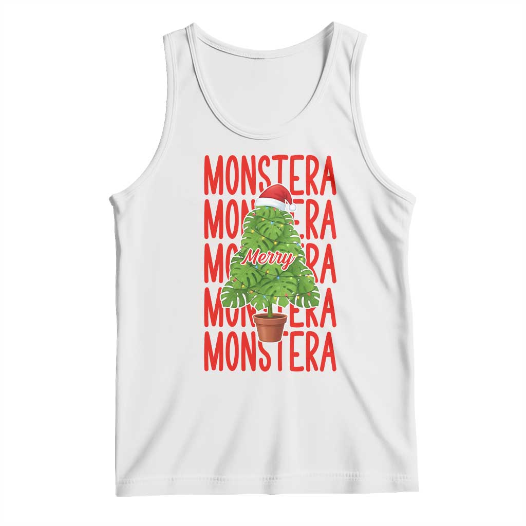 Merry Monstera Tank Top Plant Lover Christmas Gift TS12 White Print Your Wear
