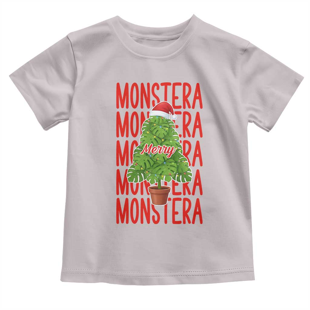 Merry Monstera Toddler T Shirt Plant Lover Christmas Gift TS12 Ice Gray Print Your Wear