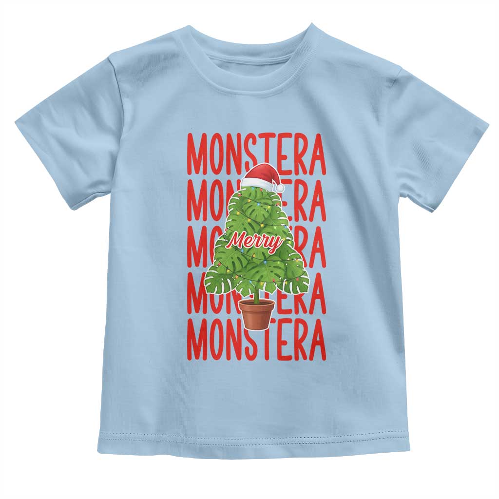 Merry Monstera Toddler T Shirt Plant Lover Christmas Gift TS12 Light Blue Print Your Wear