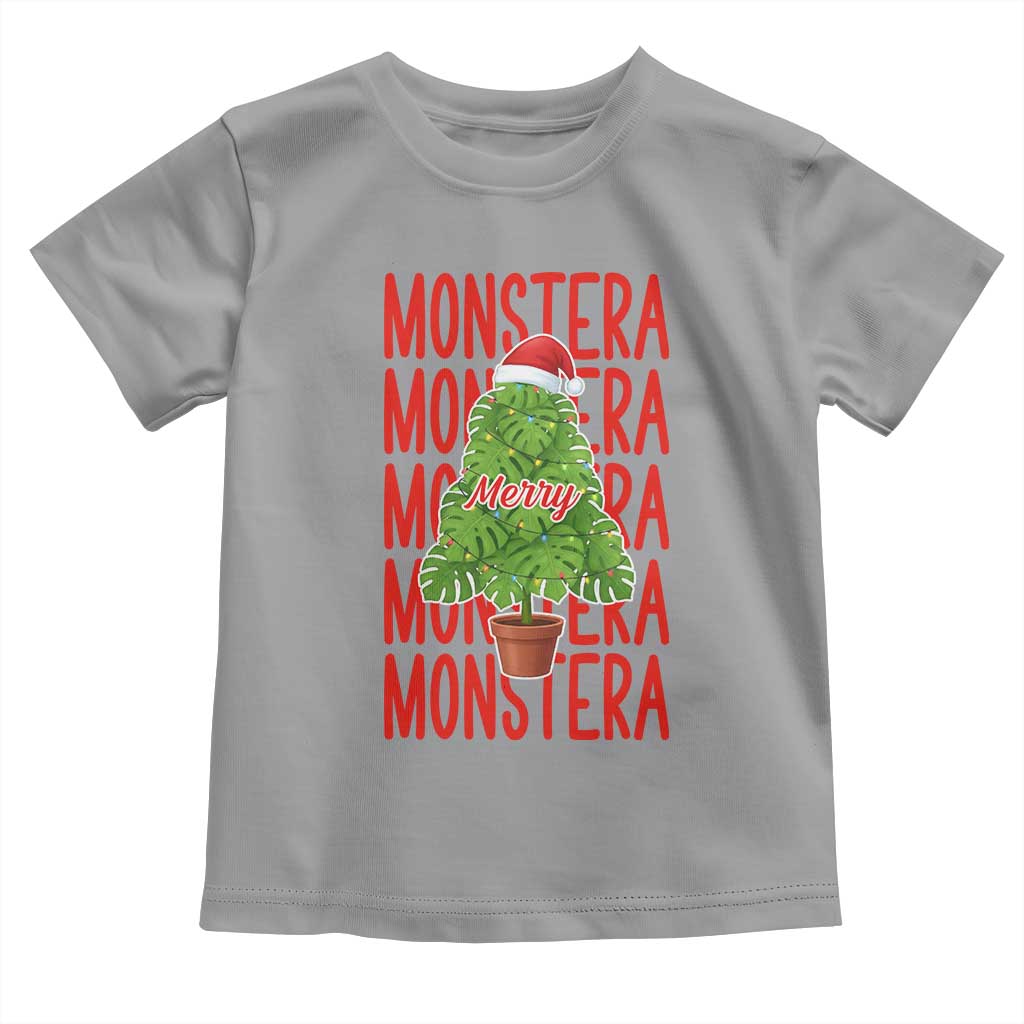 Merry Monstera Toddler T Shirt Plant Lover Christmas Gift TS12 Sport Gray Print Your Wear