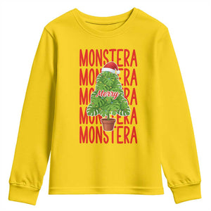 Merry Monstera Youth Sweatshirt Plant Lover Christmas Gift TS12 Daisy Print Your Wear