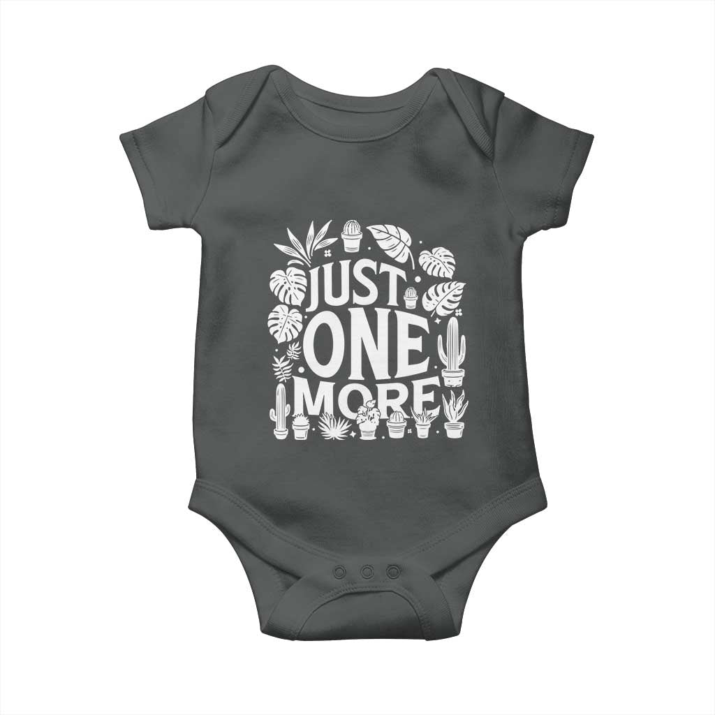 Plant Lover Humor Baby Onesie Just One More TS12 Dark Heather Print Your Wear