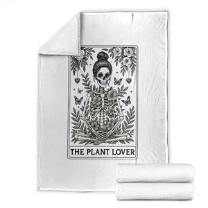 Dark Humor Tarot Card Plant Lover Gift Throw Blanket TS12 White Print Your Wear