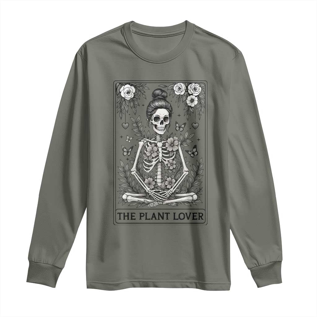 Dark Humor Tarot Card Plant Lover Gift Long Sleeve Shirt TS12 Military Green Print Your Wear
