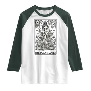 Dark Humor Tarot Card Plant Lover Gift Raglan Shirt TS12 White Dark Forest Green Print Your Wear