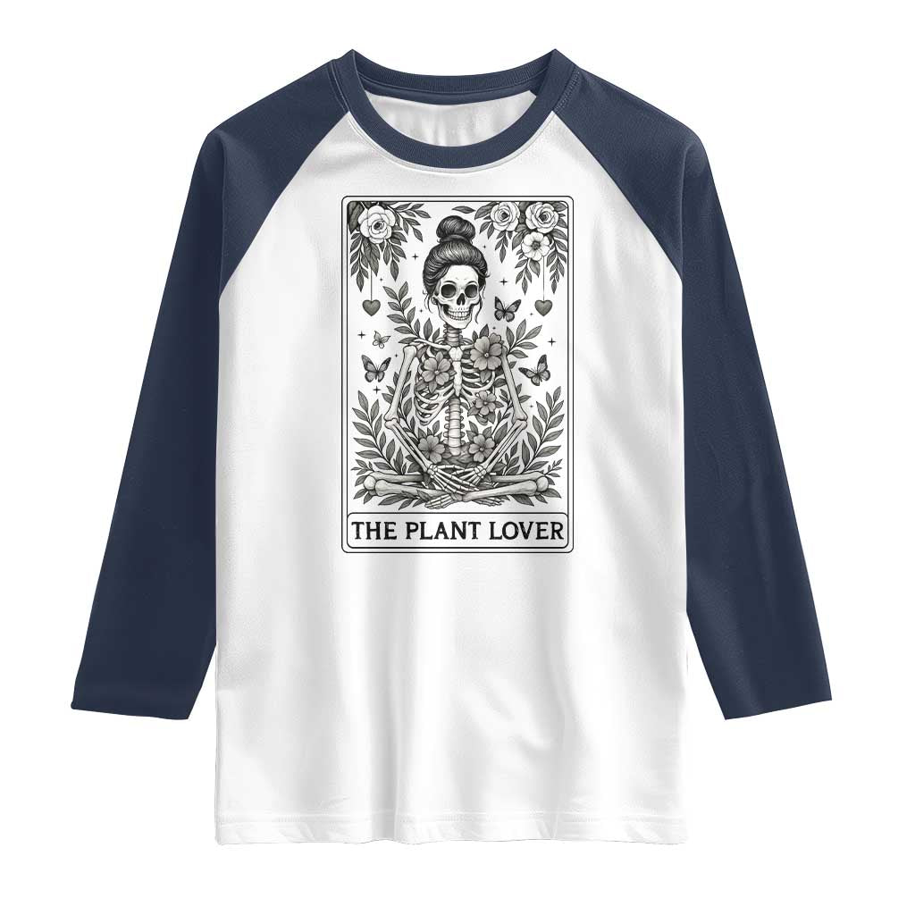 Dark Humor Tarot Card Plant Lover Gift Raglan Shirt TS12 White Navy Print Your Wear