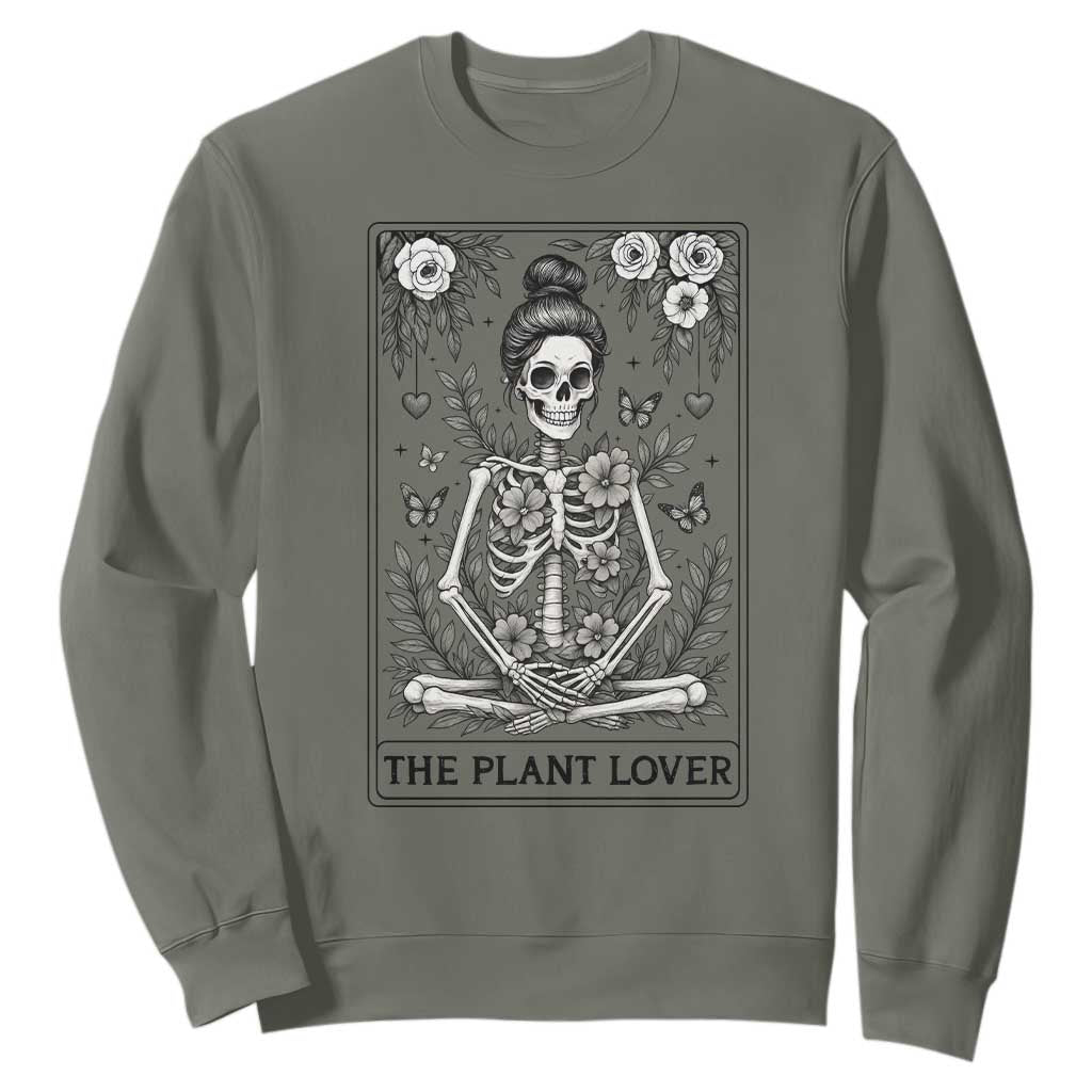 Dark Humor Tarot Card Plant Lover Gift Sweatshirt TS12 Military Green Print Your Wear