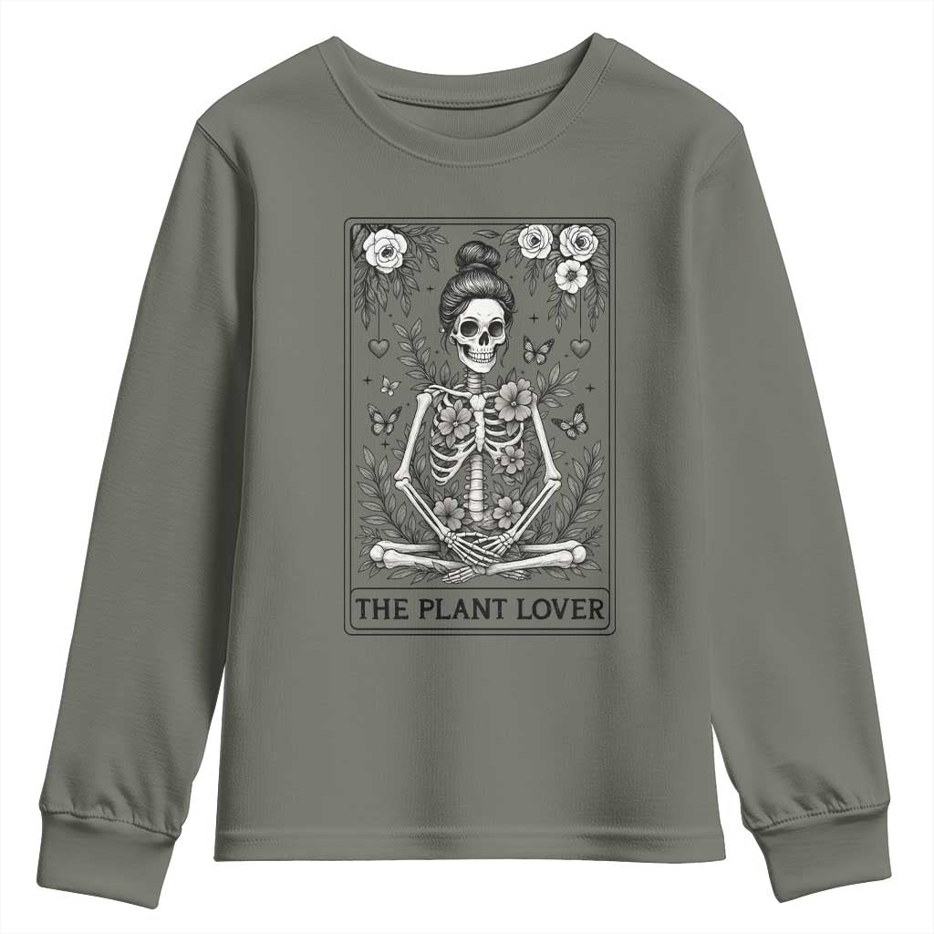 Dark Humor Tarot Card Plant Lover Gift Youth Sweatshirt TS12 Military Green Print Your Wear