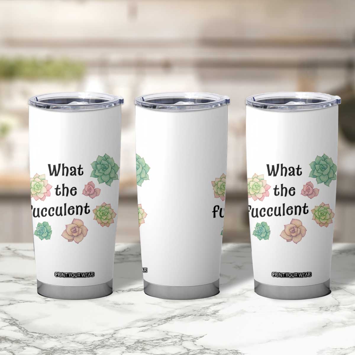 Succulent Lover Gift Tumbler Cup What The Fucculent TS12 Print Your Wear