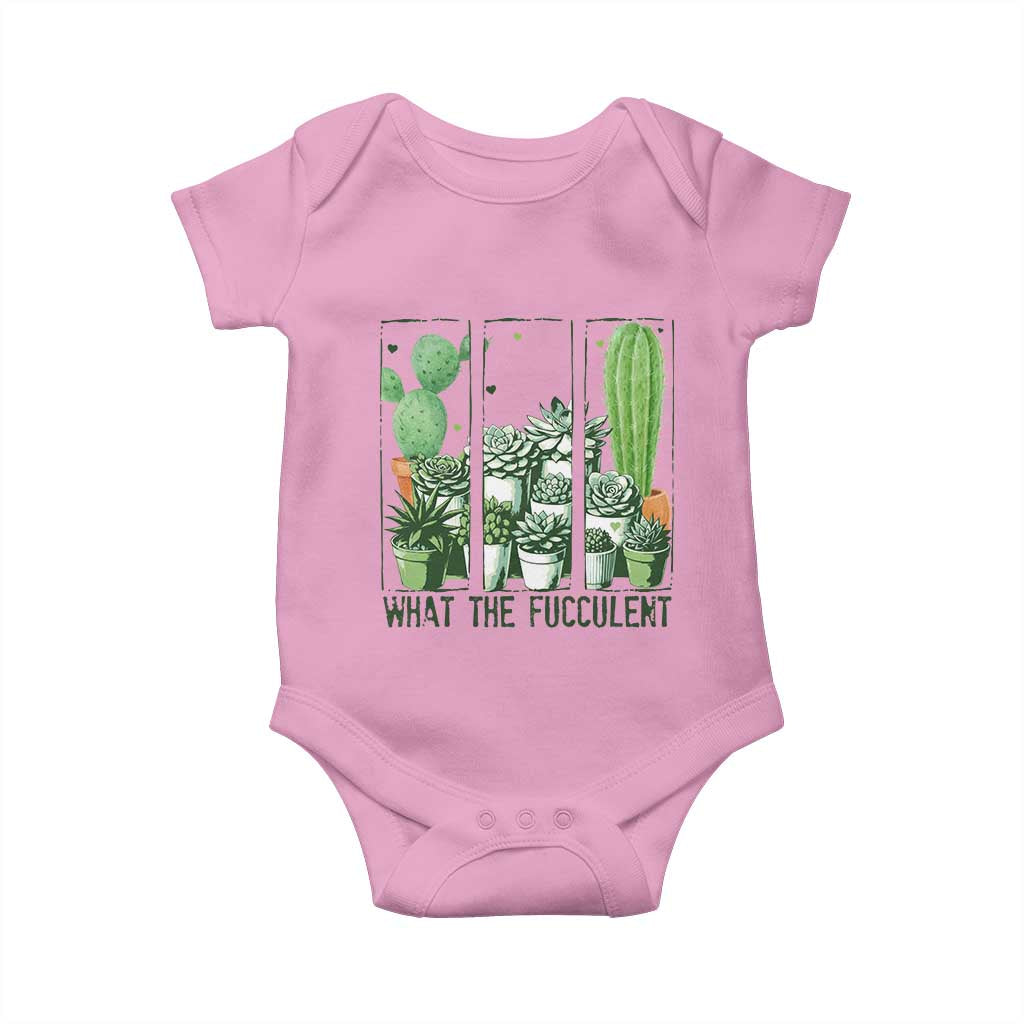 Funny Cactus Plant Lover Baby Onesie What The Fucculent TS12 Light Pink Print Your Wear