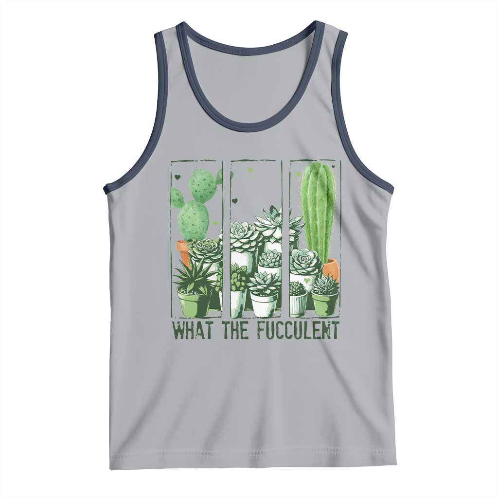 Funny Cactus Plant Lover Tank Top What The Fucculent TS12 Athletic Heather Navy Print Your Wear