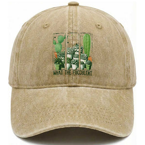 Funny Cactus Plant Lover Washed Cotton Baseball Cap What The Fucculent TS12 Print Your Wear
