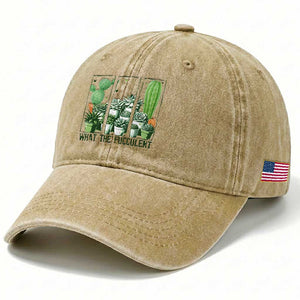 Funny Cactus Plant Lover Washed Cotton Baseball Cap What The Fucculent TS12 Print Your Wear