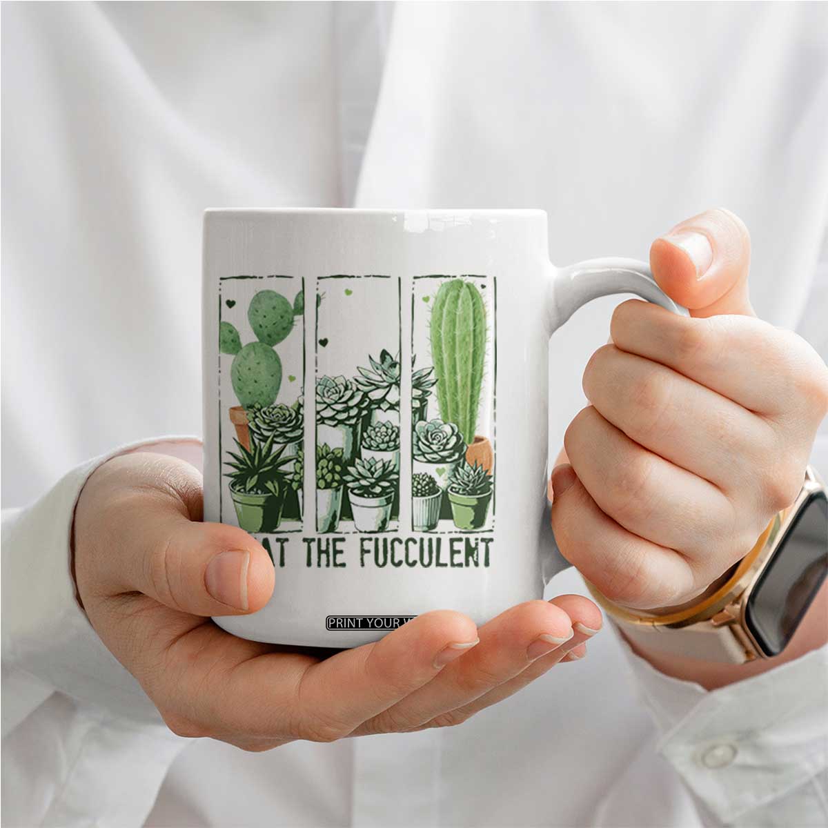 Funny Cactus Plant Lover Coffee Mug What The Fucculent TS12 Print Your Wear