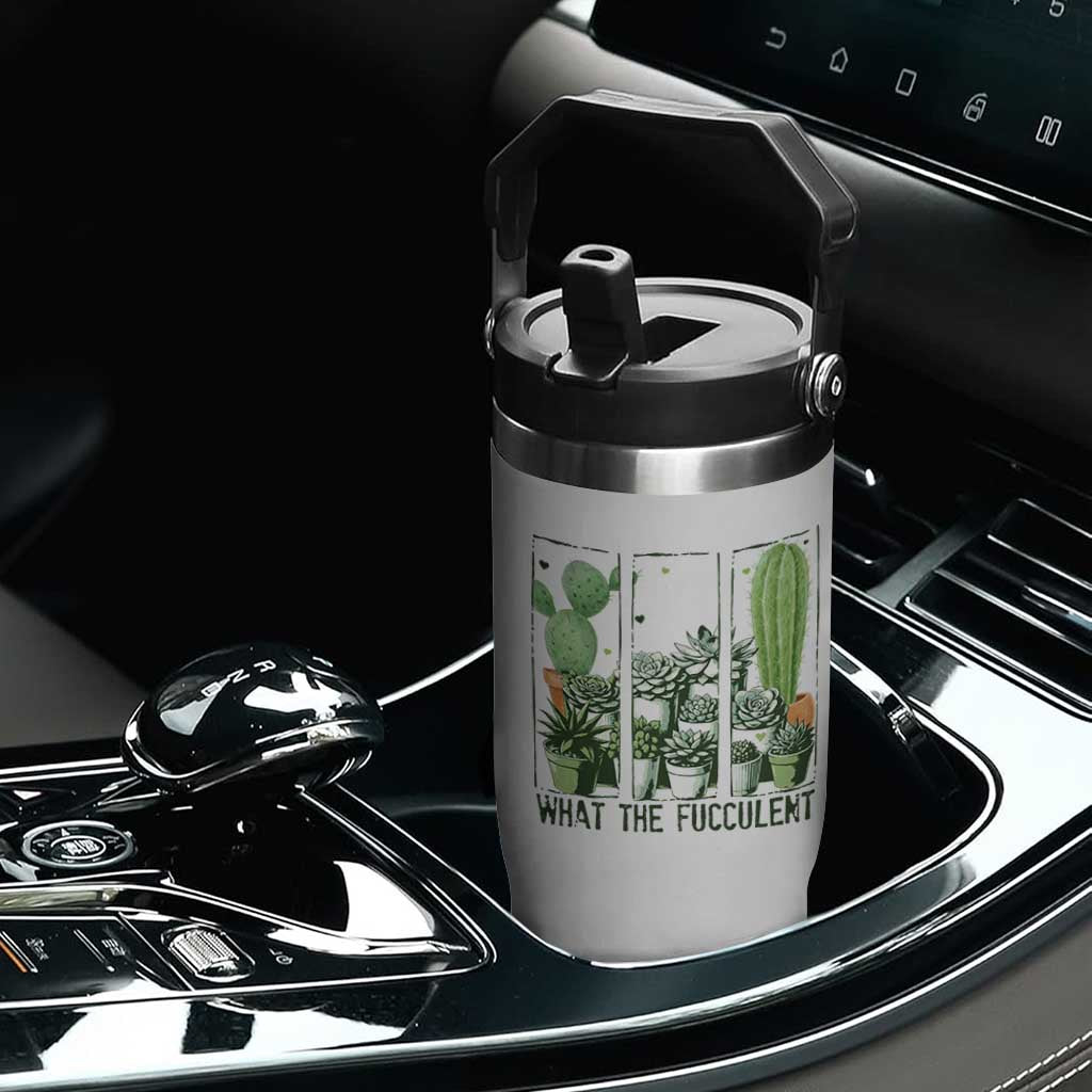 Funny Cactus Plant Lover Flip Straw Tumbler What The Fucculent TS12 Print Your Wear