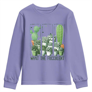 Funny Cactus Plant Lover Youth Sweatshirt What The Fucculent TS12 Violet Print Your Wear
