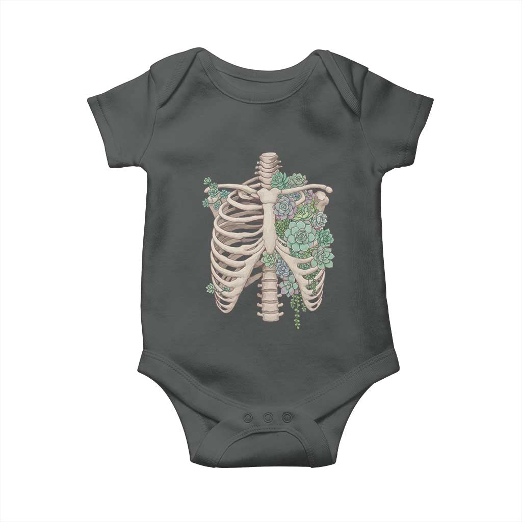 Succulent Body Skeleton Baby Onesie Creepy Plant Lover Gift TS12 Dark Heather Print Your Wear