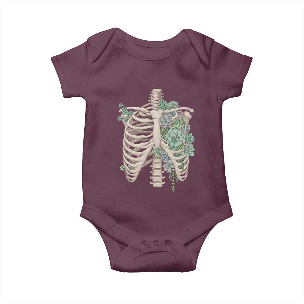 Succulent Body Skeleton Baby Onesie Creepy Plant Lover Gift TS12 Maroon Print Your Wear