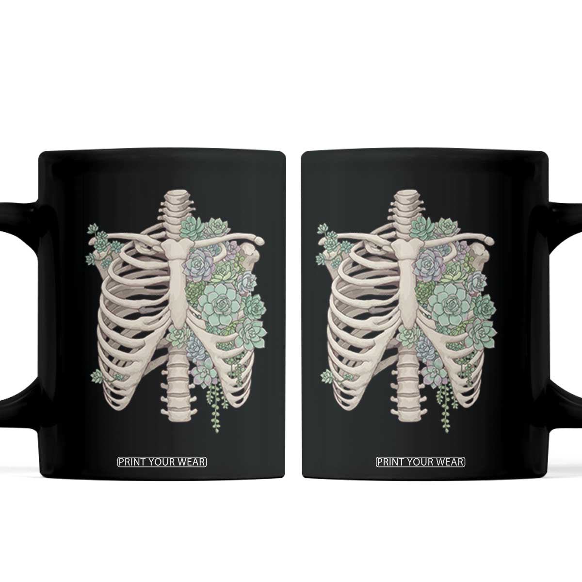 Succulent Body Skeleton Coffee Mug Creepy Plant Lover Gift TS12 Black Print Your Wear