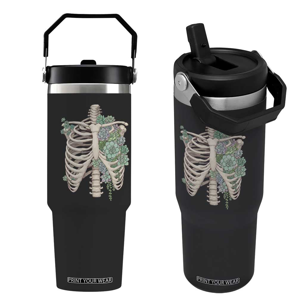 Succulent Body Skeleton Flip Straw Tumbler Creepy Plant Lover Gift TS12 One Size: 30 oz Black Print Your Wear