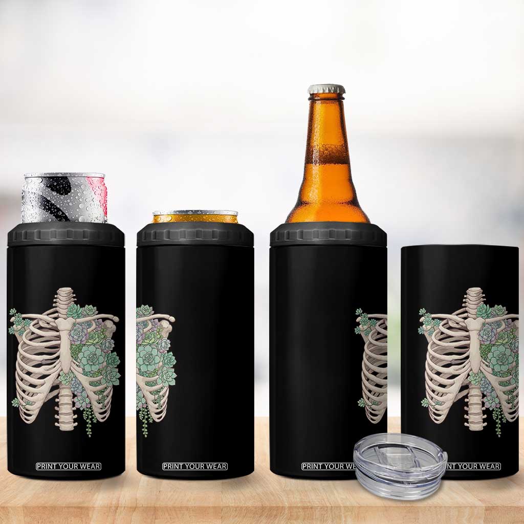 Succulent Body Skeleton 4 in 1 Can Cooler Tumbler Creepy Plant Lover Gift TS12 Print Your Wear