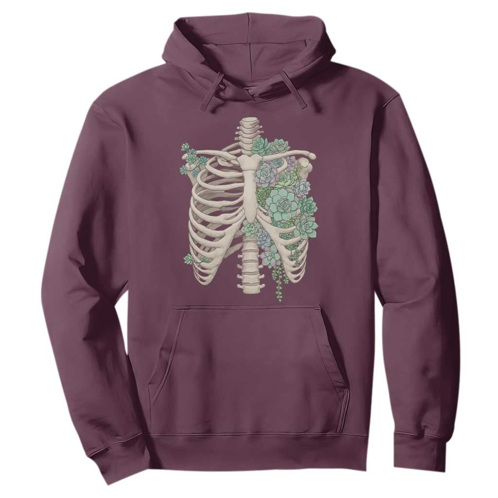 Succulent Body Skeleton Hoodie Creepy Plant Lover Gift TS12 Maroon Print Your Wear
