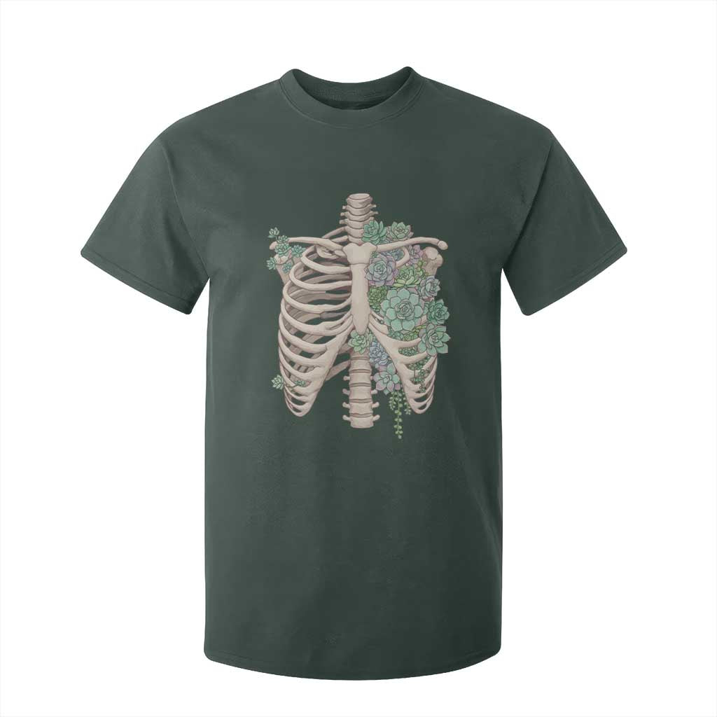 Succulent Body Skeleton T Shirt For Kid Creepy Plant Lover Gift TS12 Dark Forest Green Print Your Wear