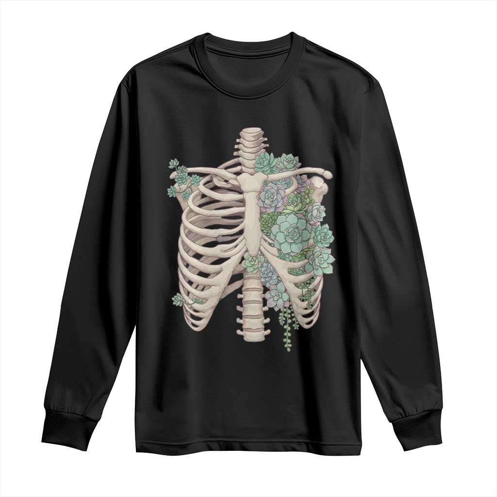 Succulent Body Skeleton Long Sleeve Shirt Creepy Plant Lover Gift TS12 Black Print Your Wear