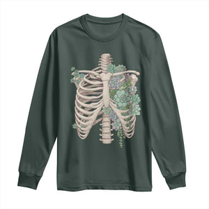 Succulent Body Skeleton Long Sleeve Shirt Creepy Plant Lover Gift TS12 Dark Forest Green Print Your Wear
