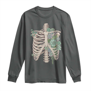 Succulent Body Skeleton Long Sleeve Shirt Creepy Plant Lover Gift TS12 Dark Heather Print Your Wear