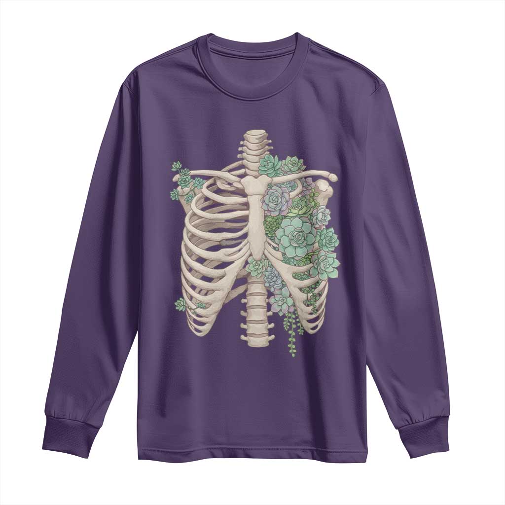 Succulent Body Skeleton Long Sleeve Shirt Creepy Plant Lover Gift TS12 Purple Print Your Wear