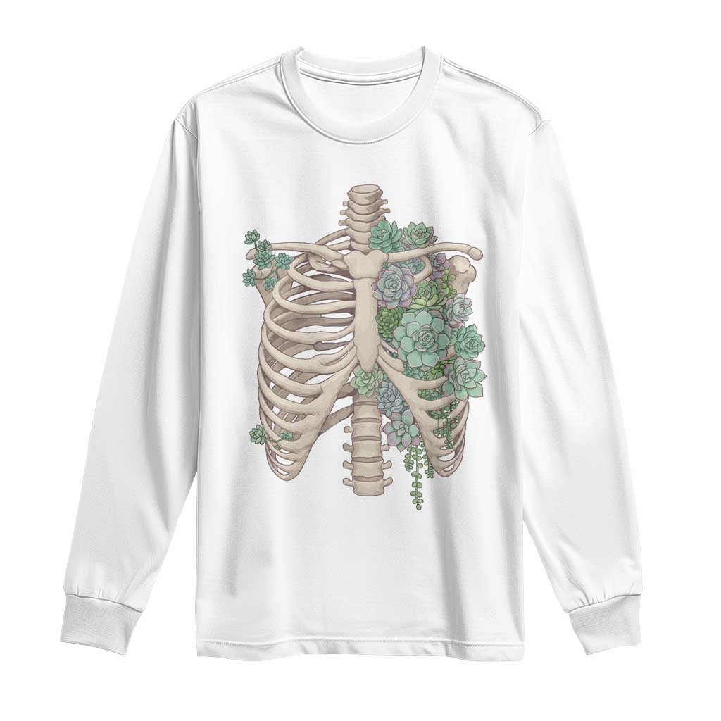 Succulent Body Skeleton Long Sleeve Shirt Creepy Plant Lover Gift TS12 White Print Your Wear