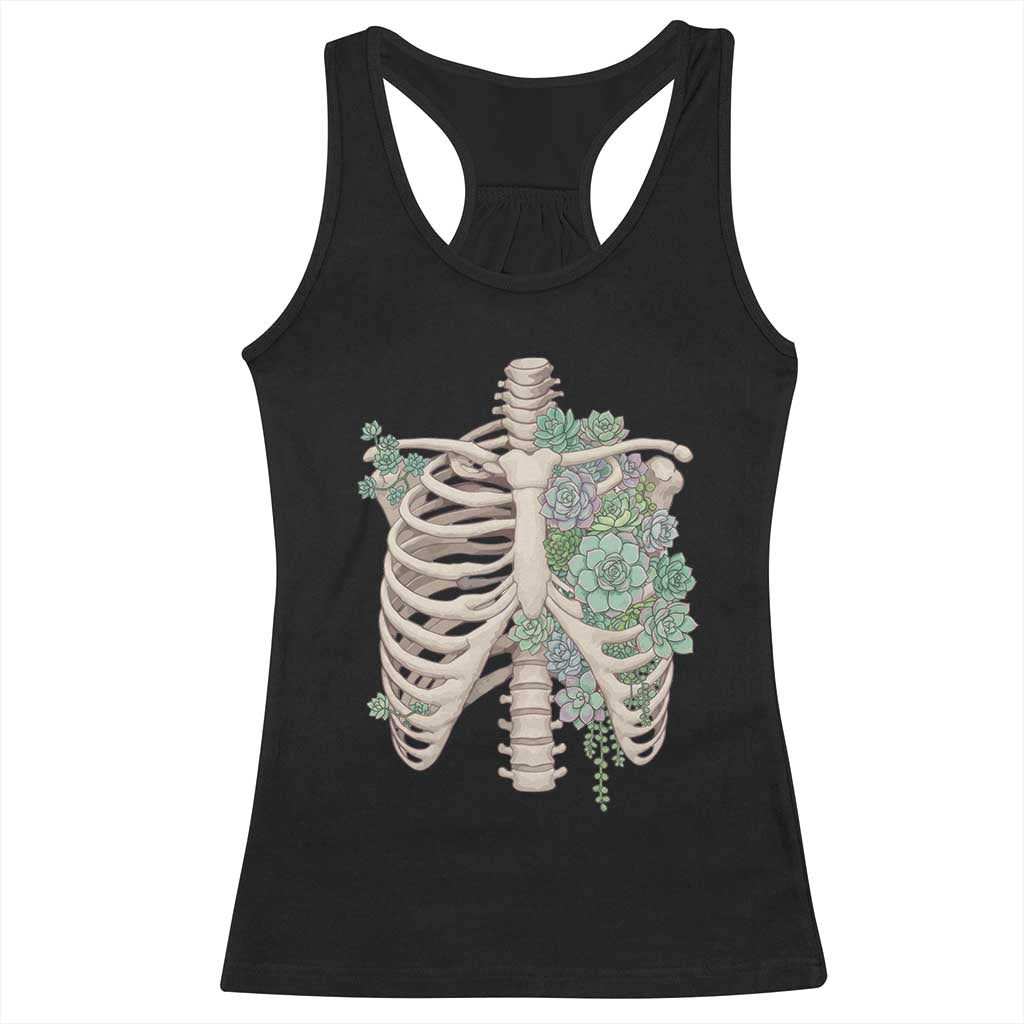 Succulent Body Skeleton Racerback Tank Top Creepy Plant Lover Gift - Print Your Wear