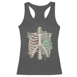 Succulent Body Skeleton Racerback Tank Top Creepy Plant Lover Gift TS12 Dark Heather Print Your Wear